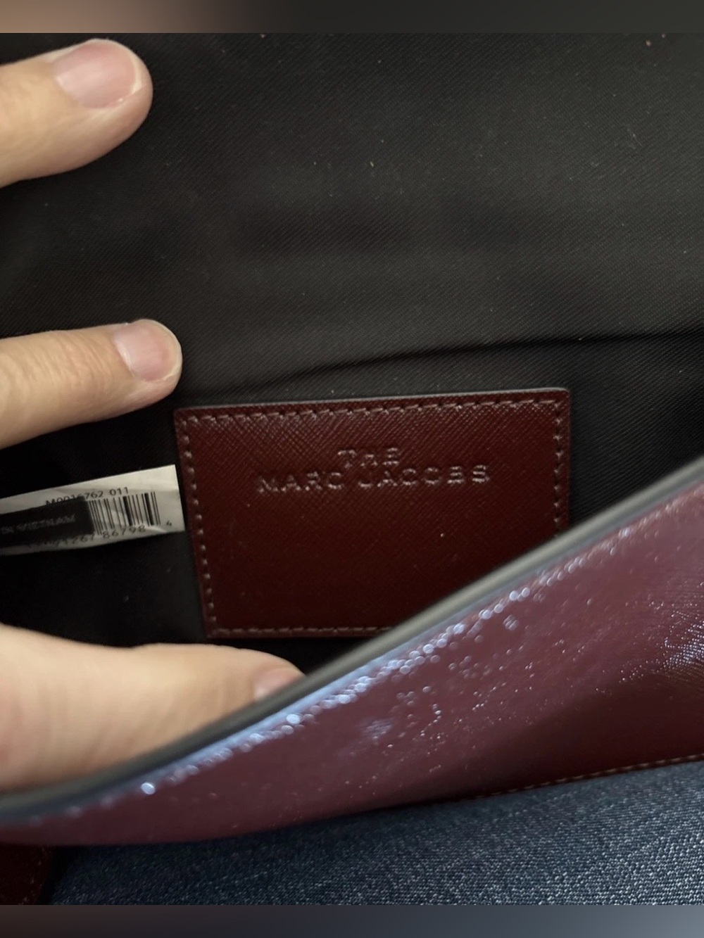 Marc Jacobs Snapshot WOC Tricolor Black SAFFIANO Leather Flap Burghundy Base - Picture 11 of 16